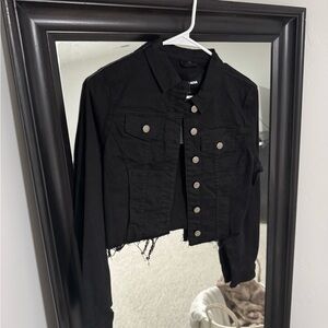 Fashion Nova Black Distressed Cropped Jacket